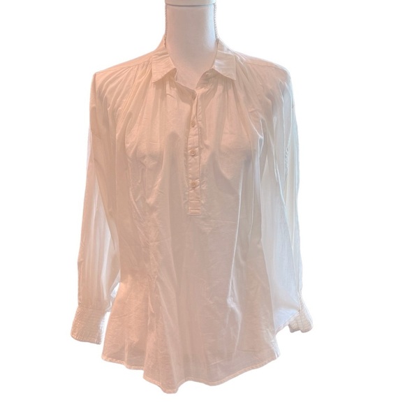 Acacia 100% Cotton Sawyer Popover Button Down Long Sleeve Smocked Cuffs Size PS - Picture 1 of 14